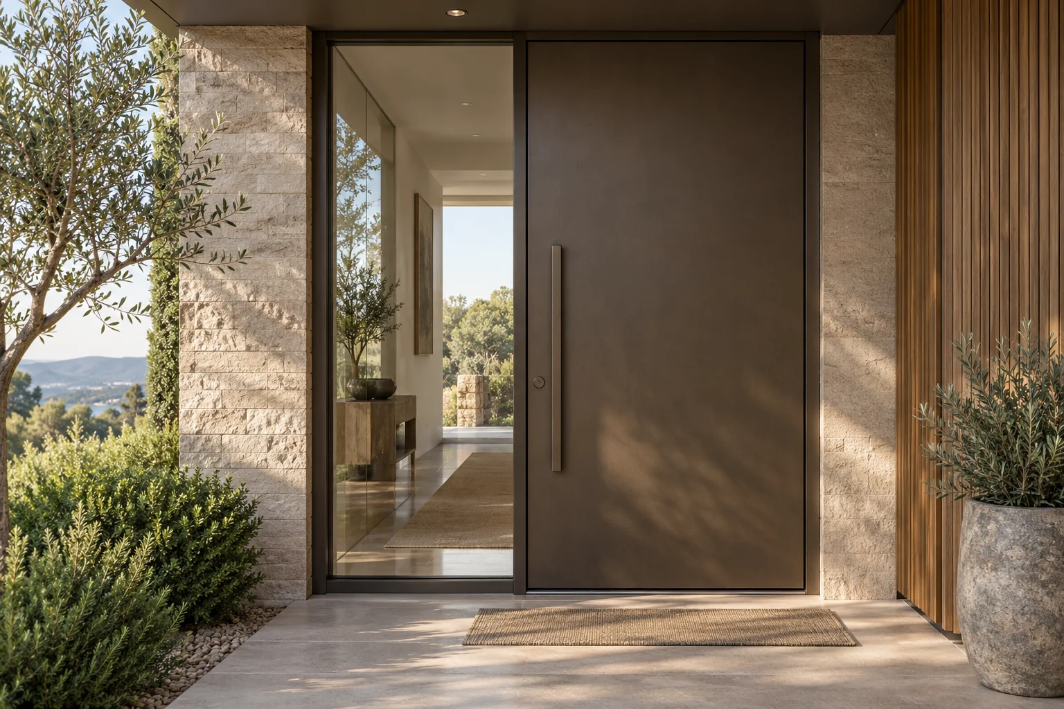 Cam yan panelli modern giriş kapısı